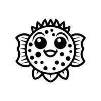 Puffer Fish icon or modern line symbol. line art and icon design with bold outline. Black and white Pixel Perfect minimalistic symbol isolated white background. Silhouette simple thin sign vector