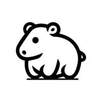 Tapir icon or modern line symbol. line art and icon design with bold outline. Black and white Pixel Perfect minimalistic symbol isolated white background. Silhouette simple thin sign vector