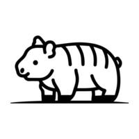 Tapir icon or modern line symbol. line art and icon design with bold outline. Black and white Pixel Perfect minimalistic symbol isolated white background. Silhouette simple thin sign vector