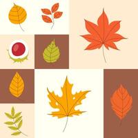 Autumn geometric pattern with leaves vector