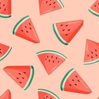 Juicy watermelon slices seamless pattern. Summer fruit flat illustration. Tropical fruit background for baby fabric, kids textile, packaging, wrapping, scrapbook, wallpaper. vector