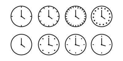 Clock icon set. Time and Clock icons set. Circle arrow icon. Horizontal set of analog clock icon symbol . Circle arrow icon. vector