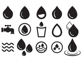 water icon collection set, A drop of water. Glass, Water protection simple black style symbol sign for apps and website vector