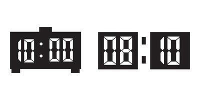 Digital clock icon set with glyph style. digital clock alarm electronic icon on white background, vector