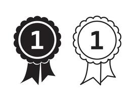 No 1 solid icon badge, Winning award, prize, medal or badge flat icon for apps and websites. vector