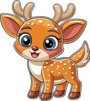happy Cute deer cartoon on white background vector