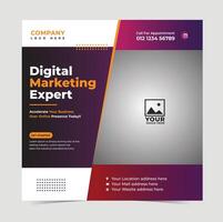 Digital Business Marketing Social Media Banner, Square Flyer Template, Editable web Banner Post Template vector