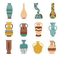 Decorative porcelain interior pottery collection with pattern vector