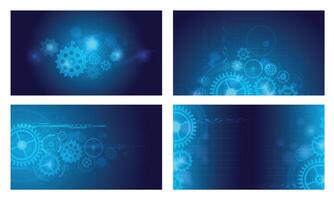 Abstract industry gear background. High tech digital gears, cyber mechanism and futuristic technology innovation. Blueprint concept illustration set. Steampunk mechanic and teamwork concept vector
