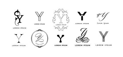 Creative Y emblem. Letter y monogram for vintage and modern branding. Business name initial template icon set vector