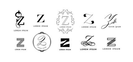 Creative Z emblem. Letter z monogram for vintage and modern branding. Business name initial template icon set vector