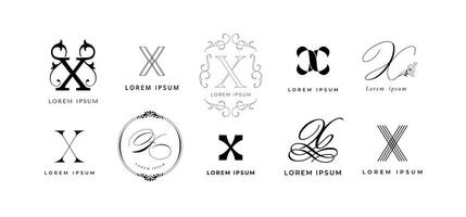 Creative X emblem. Letter x monogram for vintage and modern branding. Business name initial template icon set vector