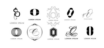 Creative O emblem. Letter o monogram branding template. Circle and oval business name initial icon set vector