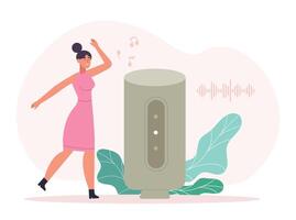 Interactive smart speaker or voice assistant for music vector