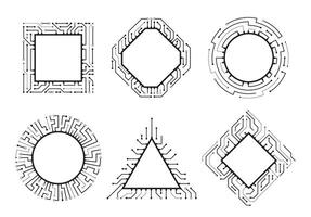 Microchip frame of technology, chip circuit computer vector