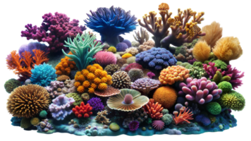 Vibrant Coral Reef Ecosystem Showcasing Diverse Marine Life in a Tropical Underwater Environment png