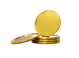 3d Stack Of Golden Coins Shiny Rounded Coins Stack 3d Illustration png