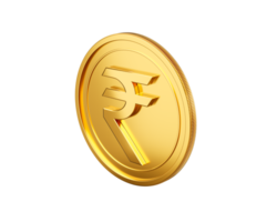 3d Golden Shiny Rounded Indian Rupee Coin 3d Illustration png