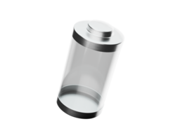 3d Abstract Transparent Empty Glass Battery With Metal Caps 3d Illustration png