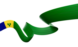 3d Flag Of Saint Vincent and the Grenadines 3d Shiny Waving Flag 3d Illustration png