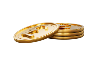3d Stack Of Golden British Pound Coins Shiny Rounded Coins Stack 3d Illustration png