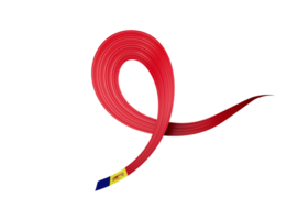 3d Flag Of Andorra 3d Shiny Waving Flag Ribbon, 3d illustration png