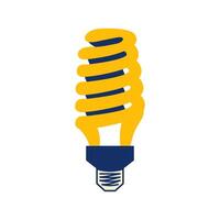 Fluorescent lamp isolated. Energy saving light bulb. Alternative lighting equipment with a spiral. Illumination. Saving electricity. Flat style. Color image - yellow and blue. illustration vector