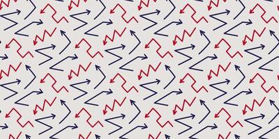 Angular arrow pattern. Seamless chaotic print of zigzag, sharp direction. Rotation and turn. Signpost. Contour Curve Pointer. Outline index. Guide. Movement. Pointed. Blue and red. illustration vector