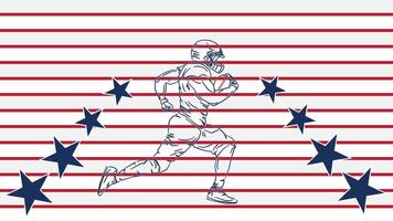 american football player in outline neon isolated in black, running for victory vector