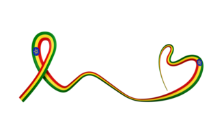 3d Flag Of Ethiopia Heart Shape Shiny Wavy Awareness Ribbon Flag 3d Illustration png