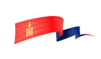 3d Flag Of Mongolia 3d Shiny Waving Ribbon Flag 3d Illustration png