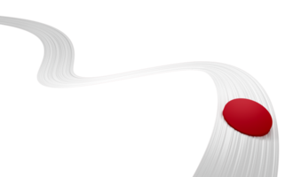 Abstract Japan flag ribbon Red and White 3d illustration png