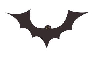 Black silhouette of bat. Halloween cute character isolated on transparent background for design or sticker pack vector
