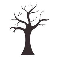 Black silhouette of tree without leaves. Halloween isolated icon on transparent background for design or sticker pack vector