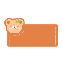 Cute label name tag with bear illustration png
