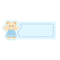 Cute label name tag with bear illustration png