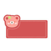 Cute label name tag with bear illustration png
