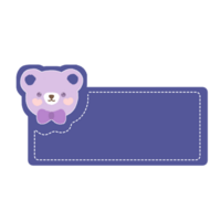Cute label name tag with bear illustration png