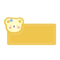Cute label name tag with bear illustration png