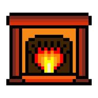 Fireplace in pixel art style vector