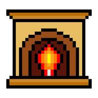 Fireplace in pixel art style vector