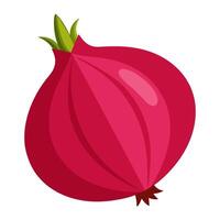 red onion vegetable for cooking meals. A bright element isolated on white for design illustration vector