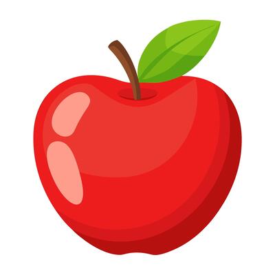 red apple colorful fruit. Modern abstract flat style. Natural tropical fruit.