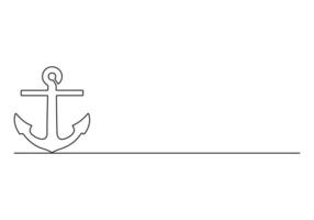 Continuous one line art anchor digital illustration vector