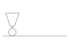 Continuous one line drawing of Exclamation mark premium illustration vector