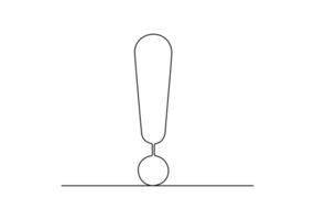 Continuous one line drawing of Exclamation mark premium illustration vector
