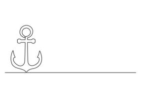 Continuous one line art anchor digital illustration vector