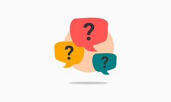Three linear chat speech message bubbles with question mark on circle background. vector