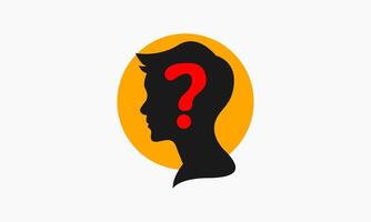 Question Mark In Silhouette Head, Question Illustration. vector