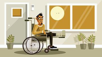 Man with Broken Leg sitting in the Wheelchair vector